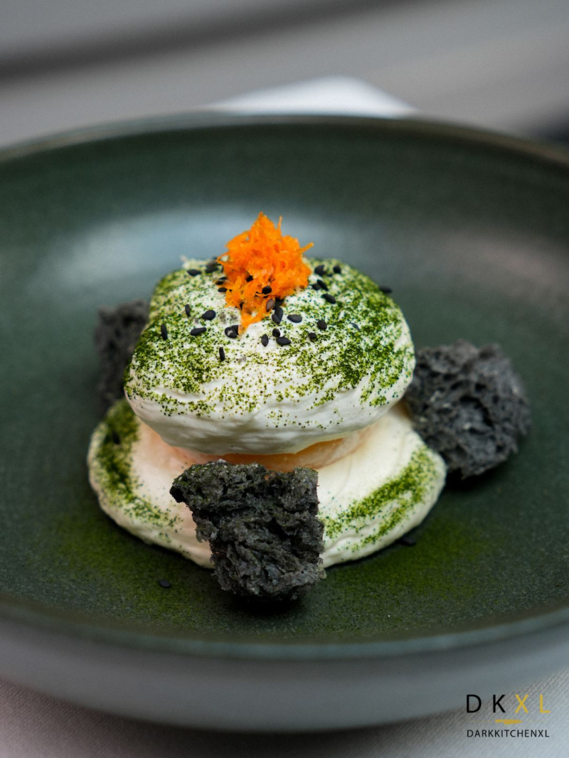 2026 Spongecake van zwarte sesam | matcha mochi | schuim van sudachi